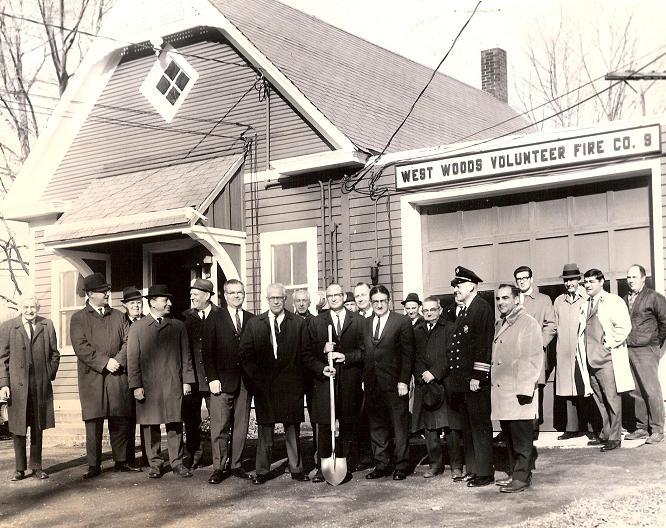 December 1967 - Groundbreaking for new Station 9.  Ten years earlier, the old one-room schoolhouse was modified with an annex for the apparatus assigned to Co. 9 volunteers.