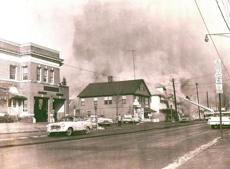 This photo was shot from in front of the Brown Stone House.  Curbside parking was still in effect on this part of Whitney until the early 1970s.  (Photo by John Mongillo, Jr.)